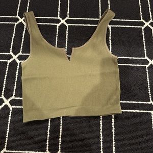 Size S tank top. Color is olive green